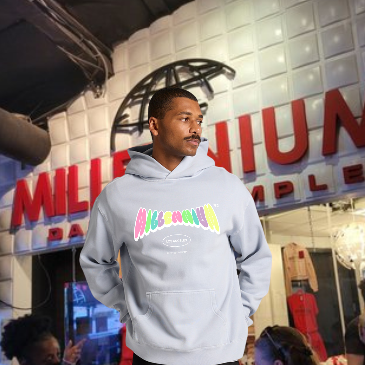 Millennium Logo Faded Relaxed Fit Hoodie
