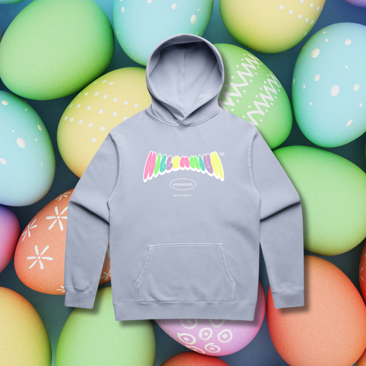 Millennium Logo Faded Relaxed Fit Hoodie